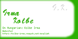 irma kolbe business card